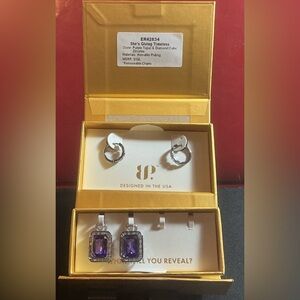 Bomb Party Charming Hoops "She’s Giving Timeless" Purple Topaz on Hematite